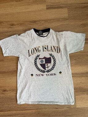 Vintage Long Island New York Graphic Tee - Light Gray - Signal Sports